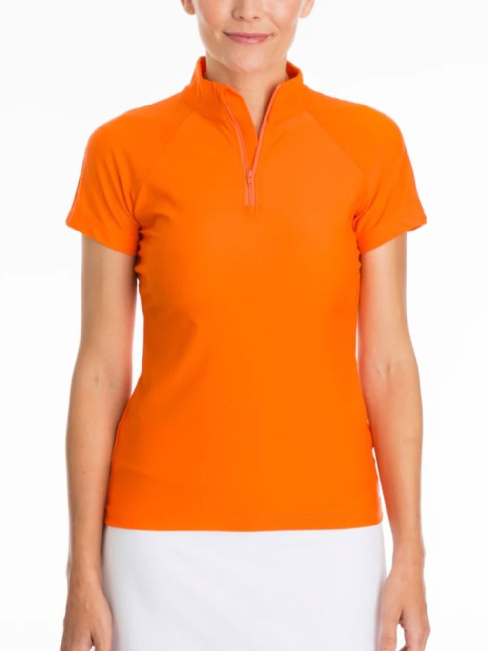 NWT Tzu Tzu Sport Lucy Tangerine Top Made in USA Size L Golf